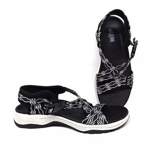 Lake & Trail Julie Sandals Black White Hiking Walking Women's Size 8